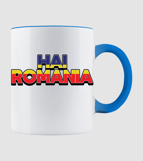 Subtitlu Hai Romania model albastru deschis pe tricou