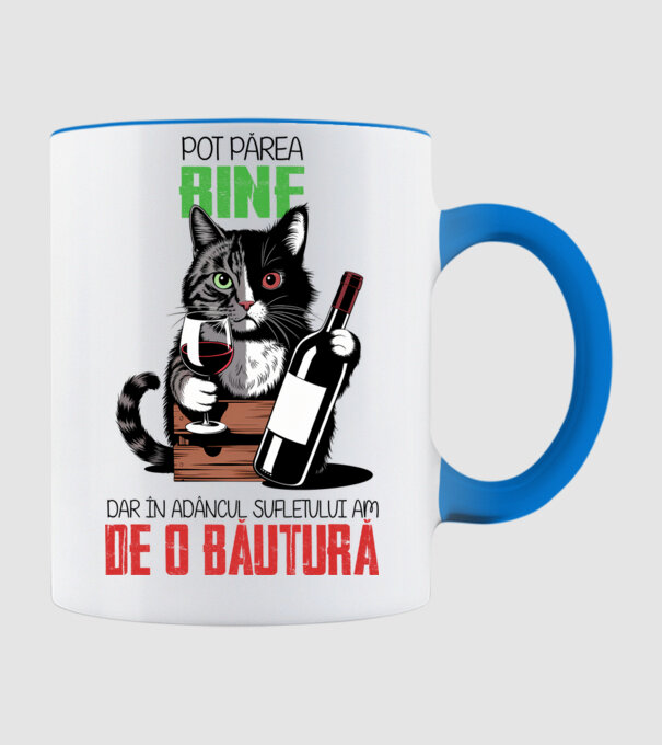 sunt bun pentru o băutură Alb model albastru deschis pe tricou