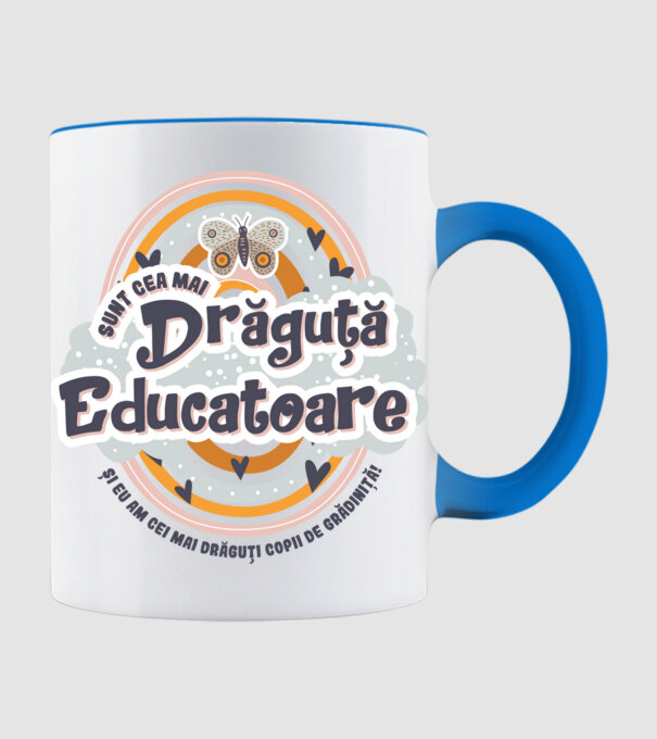 Sunt cea mai drăguță educatoare! model albastru deschis pe tricou