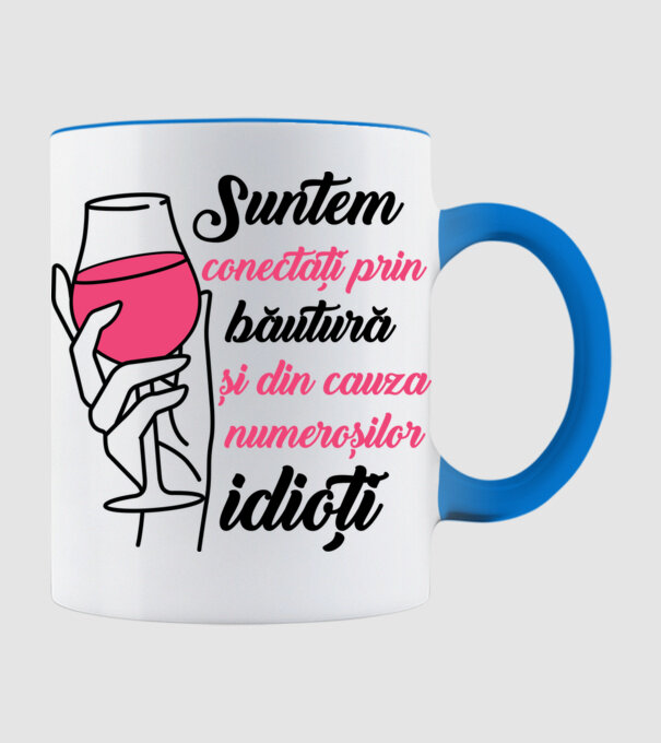 suntem conectați prin băutură și din cauza numeroșilor idioți model albastru deschis pe tricou