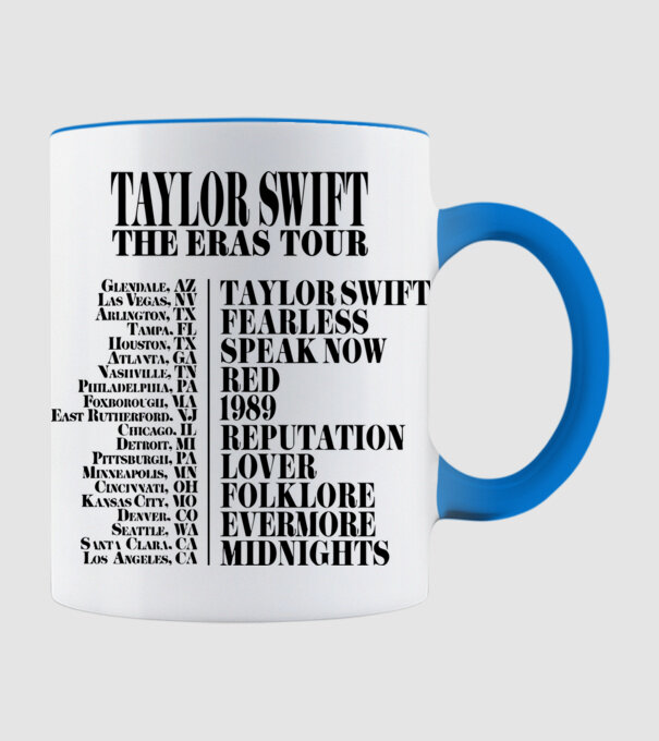 Taylor Swift Eras tour back model albastru deschis pe tricou