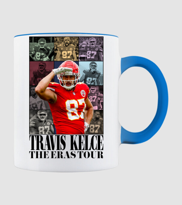 Taylor Swift Eras Travis Kelce model albastru deschis pe tricou