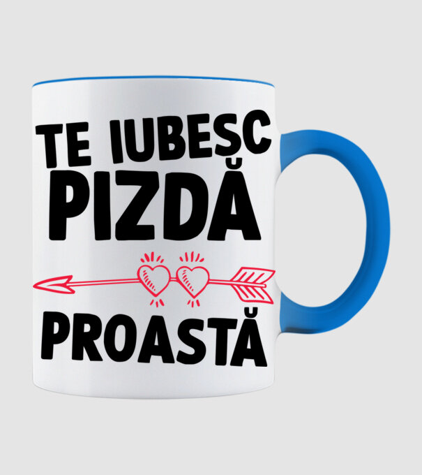 Te iubesc, pizdă proastă model albastru deschis pe tricou