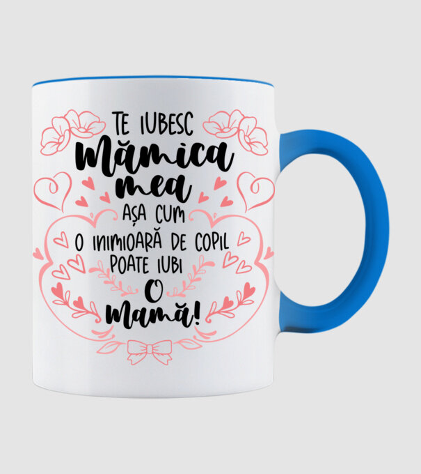Te iubesc mămica mea model albastru deschis pe tricou