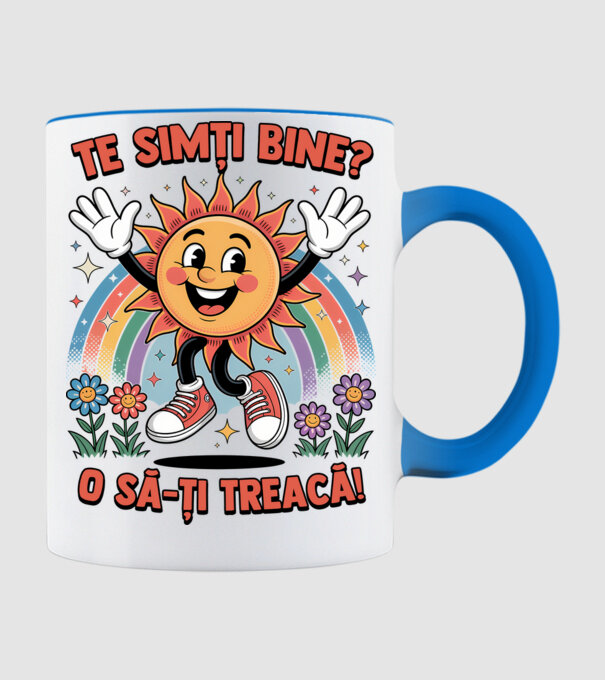 Te simți bine? model albastru deschis pe tricou