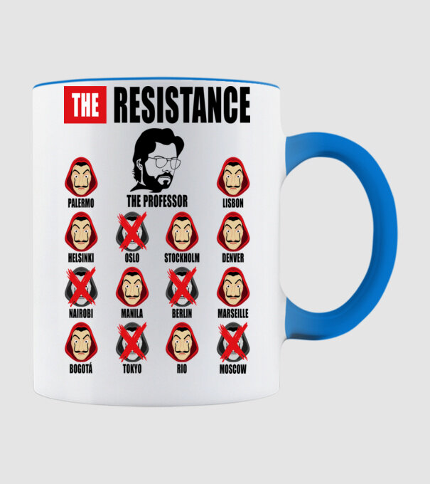 the resistance la casa de papel white model albastru deschis pe tricou