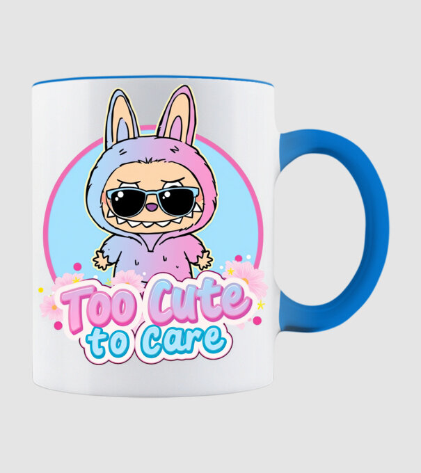 Too cute to care model albastru deschis pe tricou