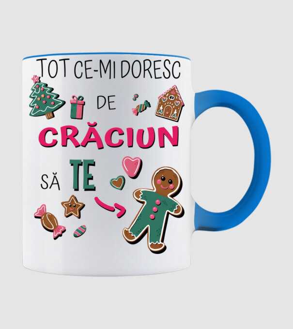 Tot ce-mi doresc de Crăciun să TE om alb model albastru deschis pe tricou