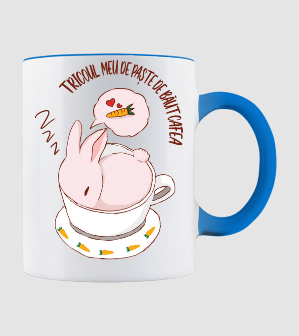 tricoul meu de Paște de băut cafea model albastru deschis pe tricou