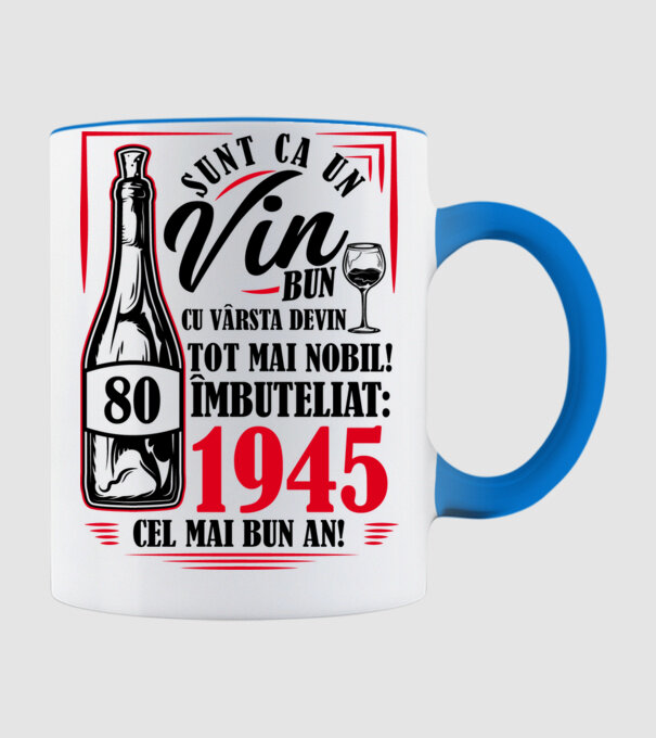 Un Vin Bun 1945 - Alb model albastru deschis pe tricou