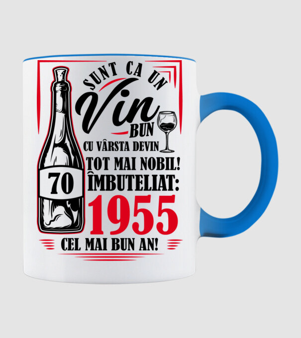 Un Vin Bun 1955 - Alb model albastru deschis pe tricou