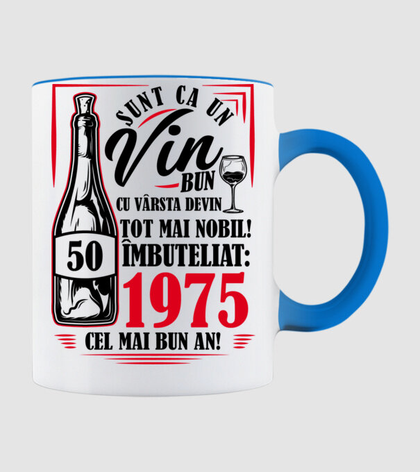 Un Vin Bun 1975 - Alb model albastru deschis pe tricou