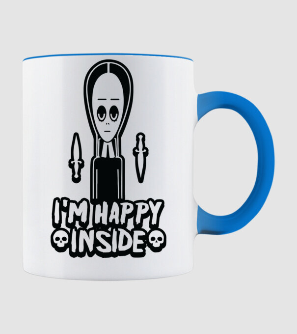 WEDNESDAY Happy inside model albastru deschis pe tricou