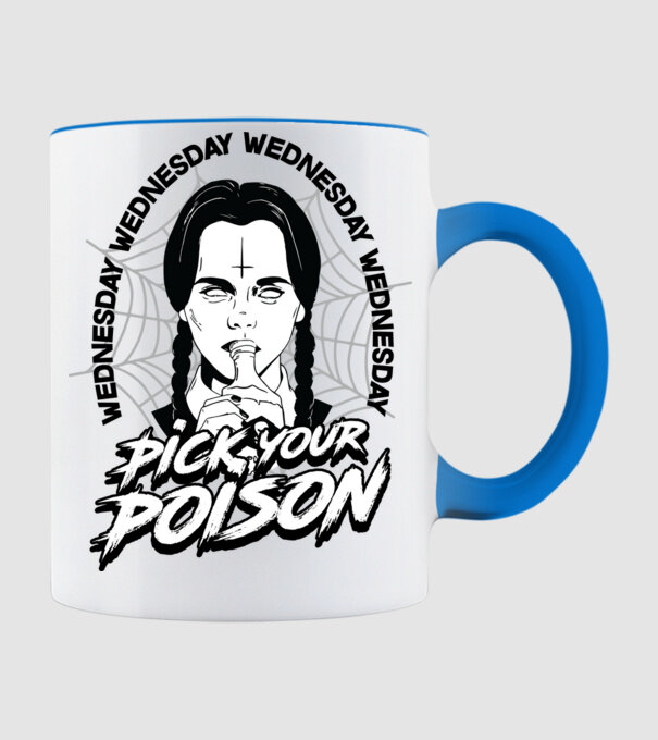 WEDNESDAY Pick your poison model albastru deschis pe tricou