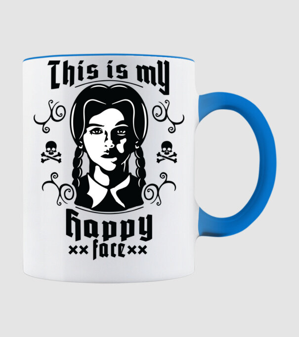 WEDNESDAY This is my happy face model albastru deschis pe tricou