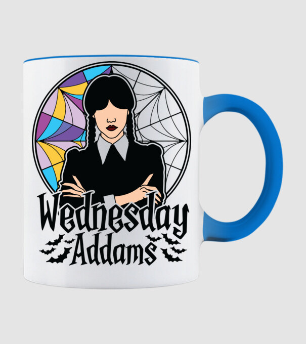 Wednesday Window colorful model albastru deschis pe tricou