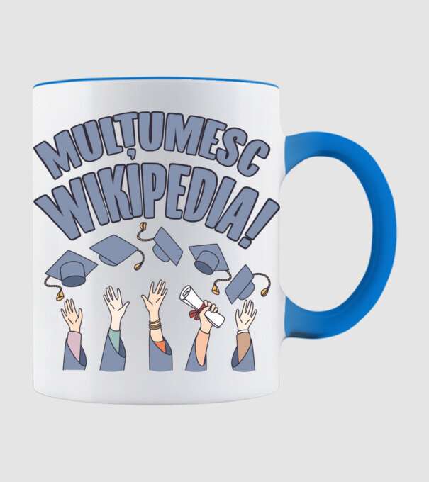 Wikipedia model albastru deschis pe tricou