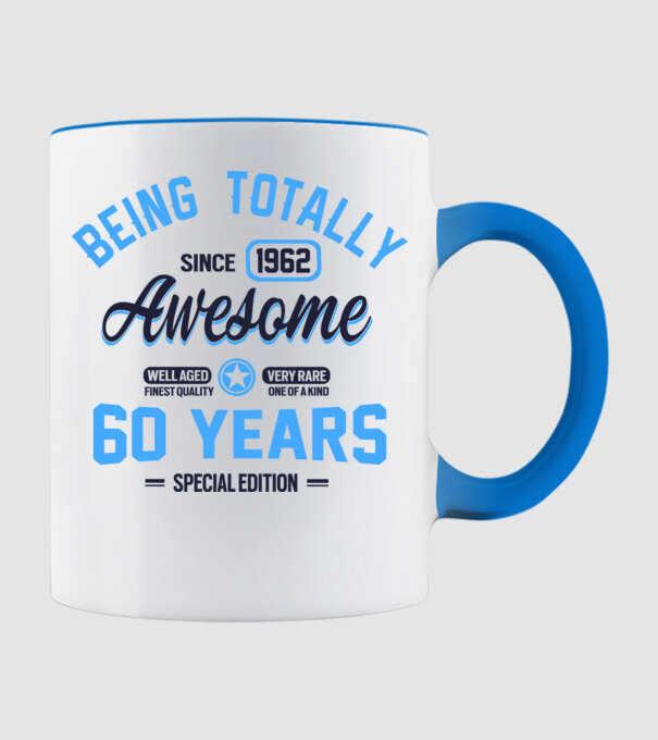 60 years of being totally awesome model albastru deschis pe tricou