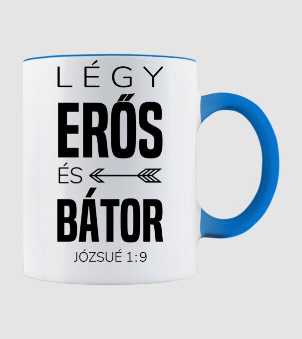 Fii puternic și curajos. Iosua 1:9 model albastru deschis pe tricou