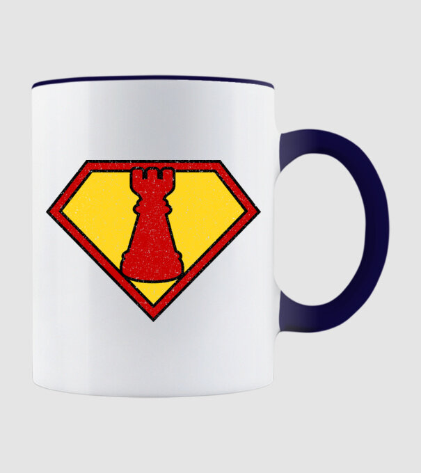 SuperChess turnul de sah model albastru închis pe tricou