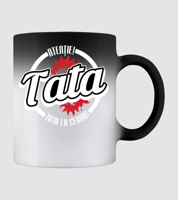 Atenție! Tata la ceaun! model negru pe tricou