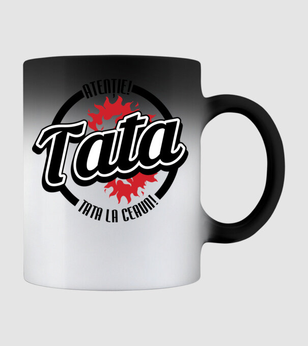 Atenție! Tata la ceaun! model negru pe tricou