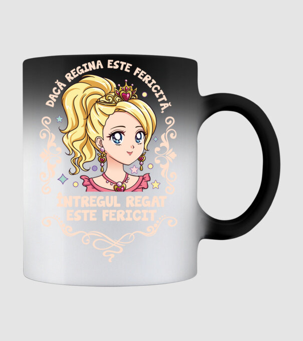 Dacă regina este fericită, întregul regat este fericit. model negru pe tricou