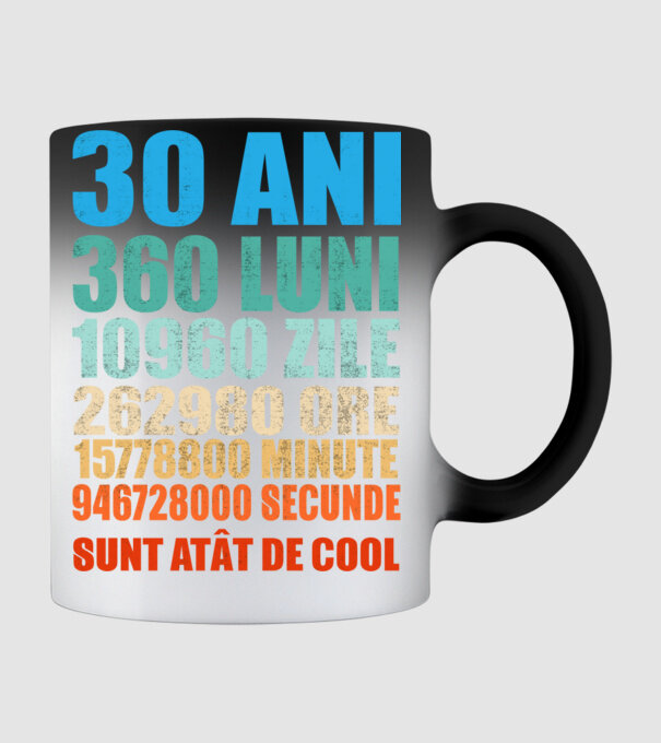 De 30 ani - luni - zile - ore - minute - secunde - sunt atât de cool model negru pe tricou