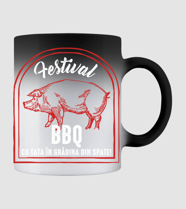 Festival BBQ - cu tata în grădina din spate! model negru pe tricou