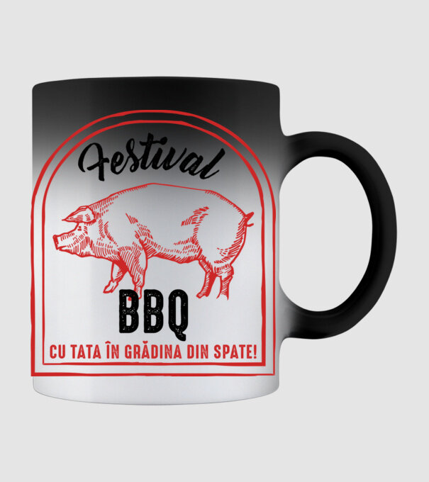 Festival BBQ - cu tata în grădina din spate! model negru pe tricou