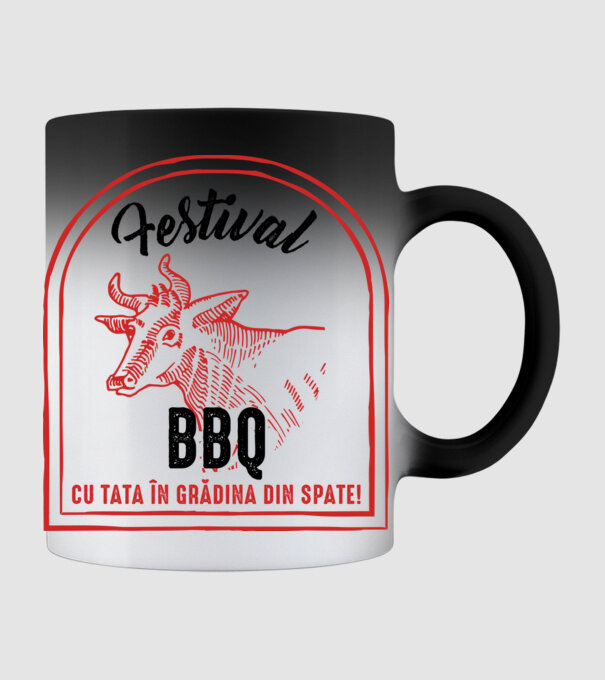 Festival BBQ - cu tata în grădina din spate! model negru pe tricou