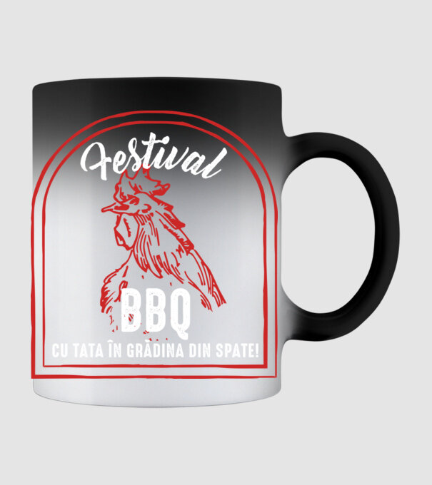 Festival BBQ - cu tata în grădina din spate! model negru pe tricou