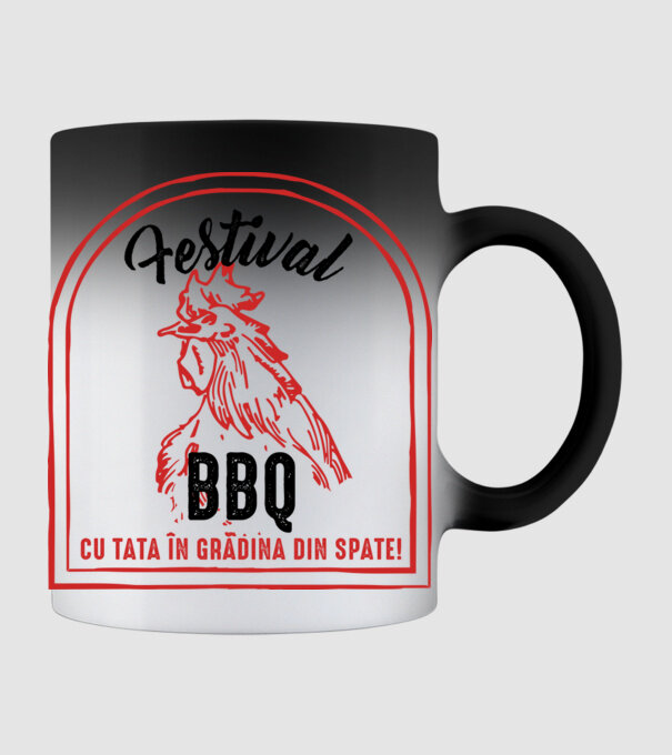 Festival BBQ - cu tata în grădina din spate! model negru pe tricou