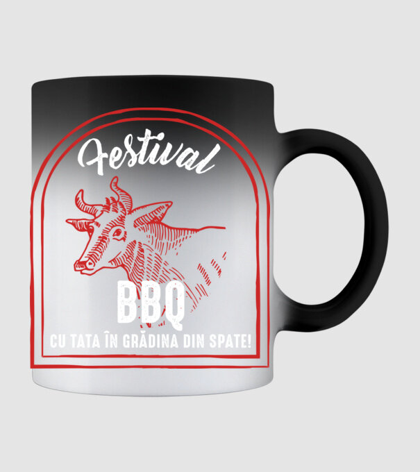 Festival BBQ - cu tata în grădina din spate! model negru pe tricou