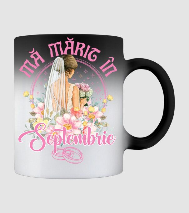 mă mărit - în septembrie model negru pe tricou