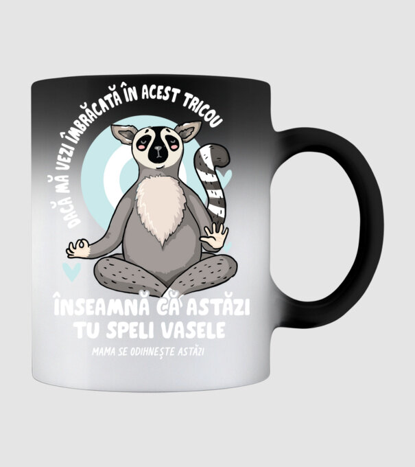 Dacă o vezi îmbrăcată în acest tricou, înseamnă că astăzi tu speli vasele. Mama se odihnește astăzi. model negru pe tricou