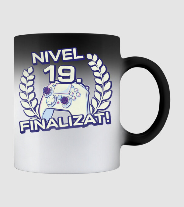Nivel 19 finalizat! model negru pe tricou
