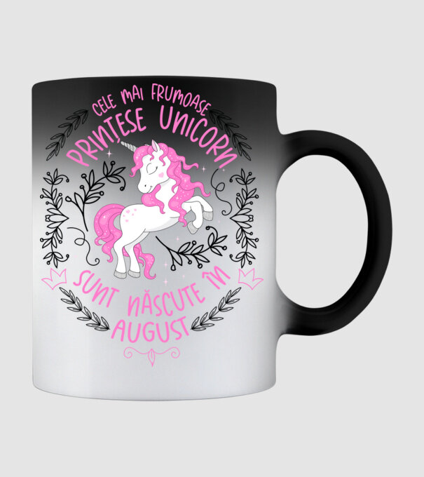 Cele mai frumoase prințese unicorn sunt născute în August model negru pe tricou