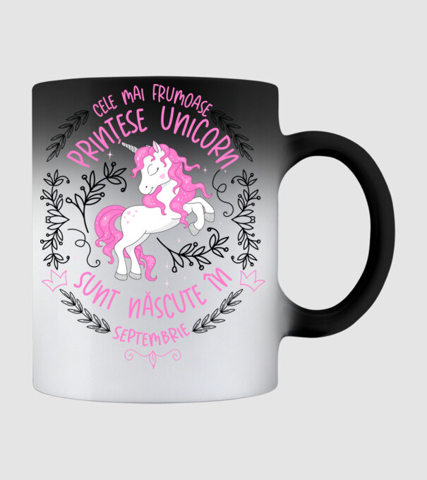 Cele mai frumoase prințese unicorn sunt născute în Septembrie model negru pe tricou