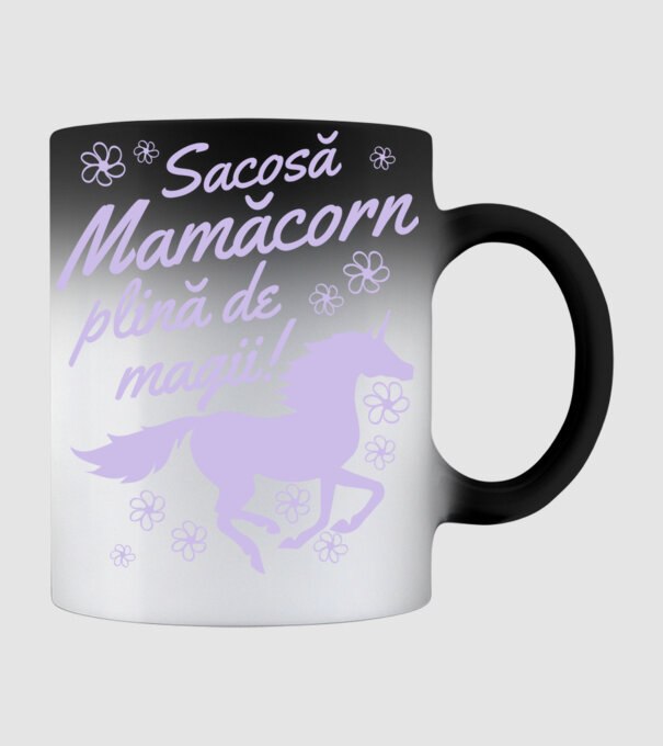 Sacoșă mamăcorn plină de magii! model negru pe tricou