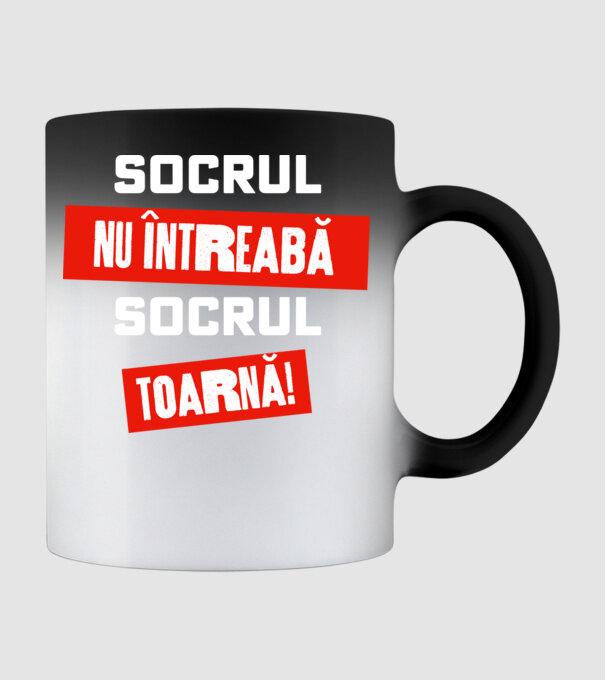 Socrul nu întreabă, socrul toarnă! model negru pe tricou