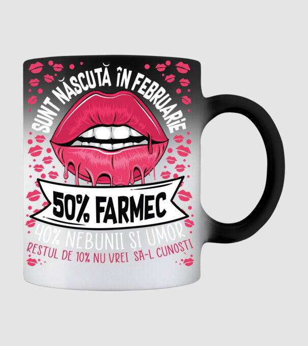 Sunt născută în februarie - 50% farmec - 40% nebunii și umor - Restul de 10% nu vrei să-l cunoști model negru pe tricou