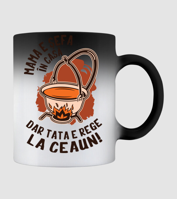 Mama e șefa în casă, dar tata e rege la ceaun! model negru pe tricou