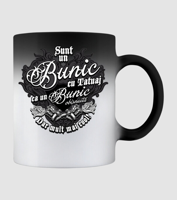 Sunt un bunic cu tatuaj, ca un bunic obișnuit, dar mult mai cool! model negru pe tricou