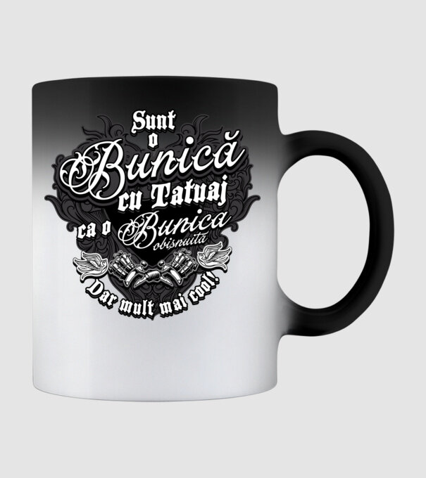 Sunt o bunică cu tatuaj, ca o bunică obișnuită, dar mult mai cool! model negru pe tricou