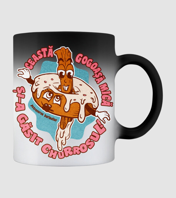 această gogoașă mică și-a găsit churrosul model negru pe tricou