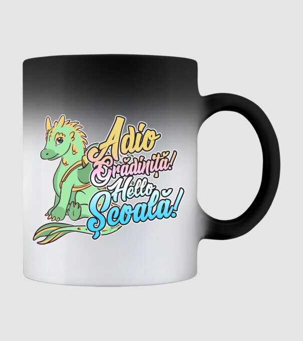 Adio grădiniță! Hello școală! model negru pe tricou