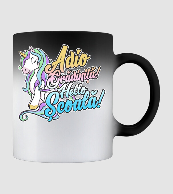 Adio grădiniță! Hello școală! model negru pe tricou
