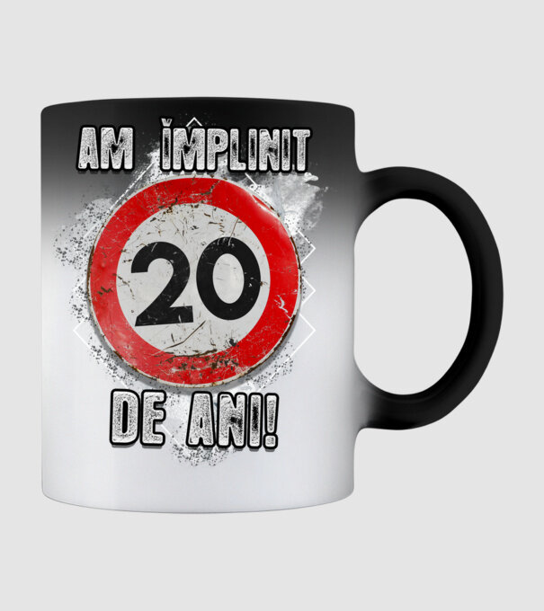Am împlinit 20 de ani! model negru pe tricou