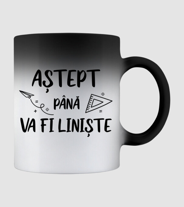 Aștept până va fi liniște model negru pe tricou